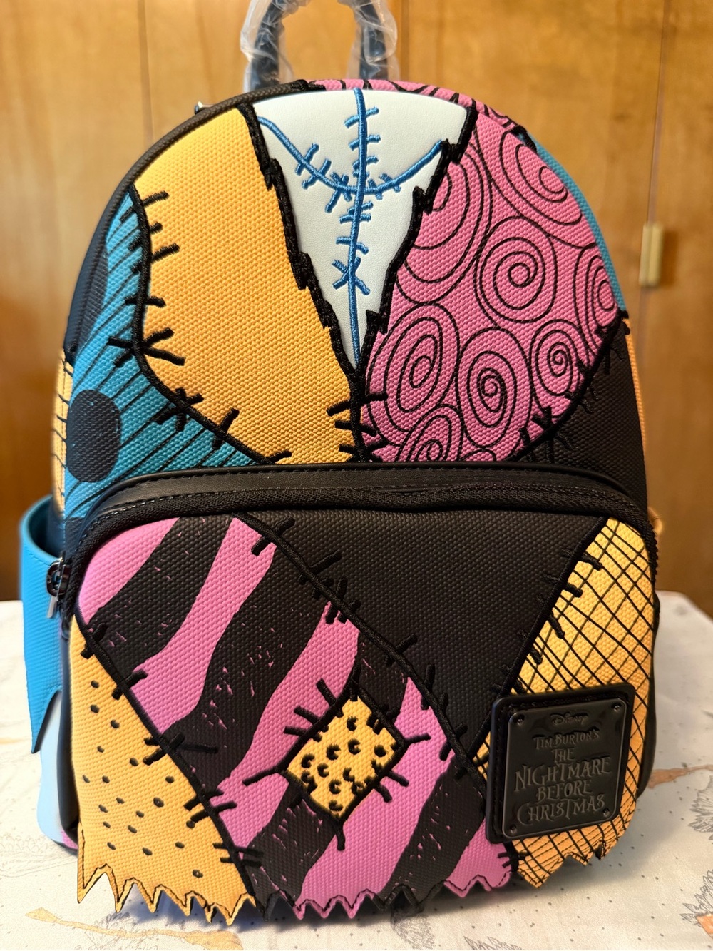 Loungefly Sally Patchwork Mini Backpack - Pink/Yellow/Blue/Black